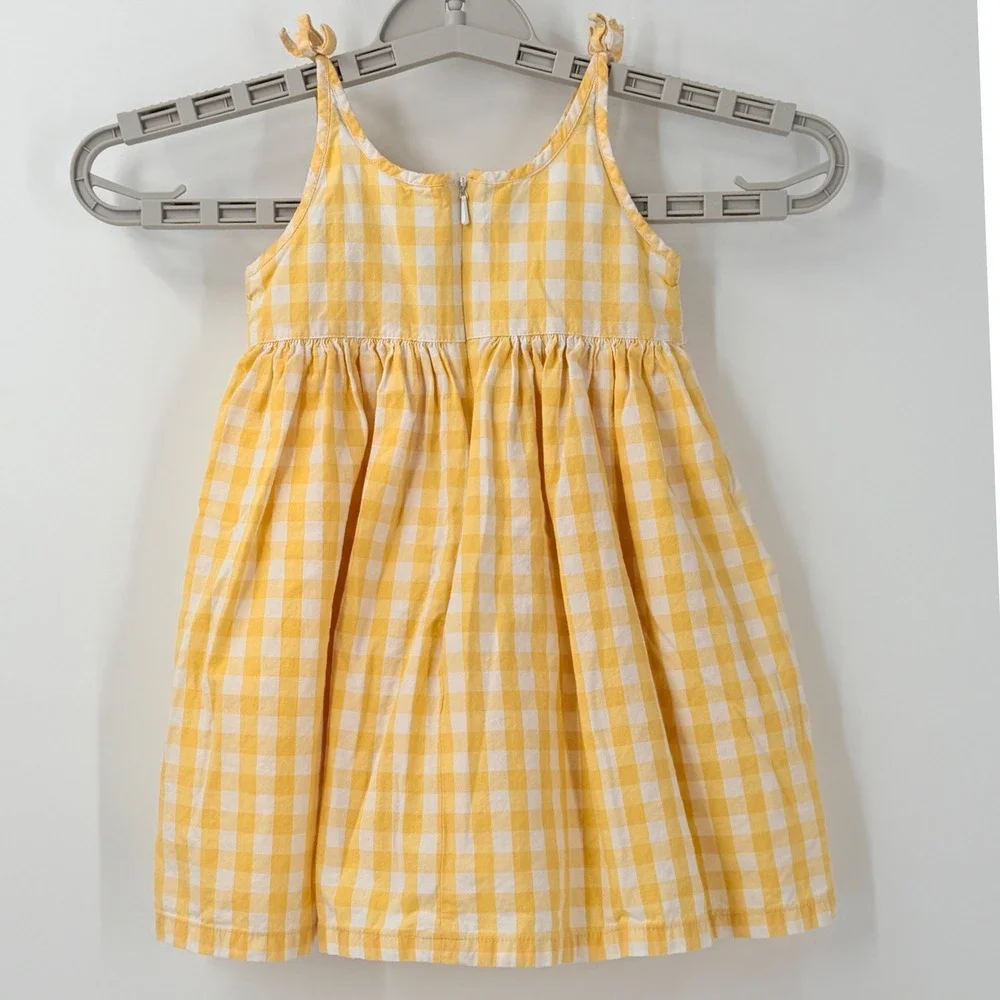 Vtg Gymboree Yellow Gingham Smocked Watermelon Dress sz 18-24 Months 2001 y2k